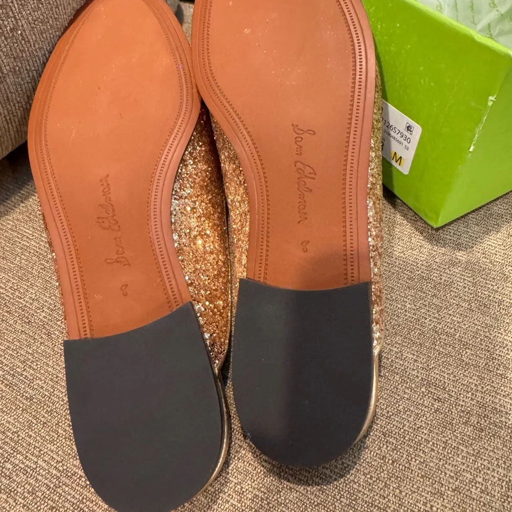 Gold Glitter Slip-On Mule Loafer 8M - Picture 4 of 6
